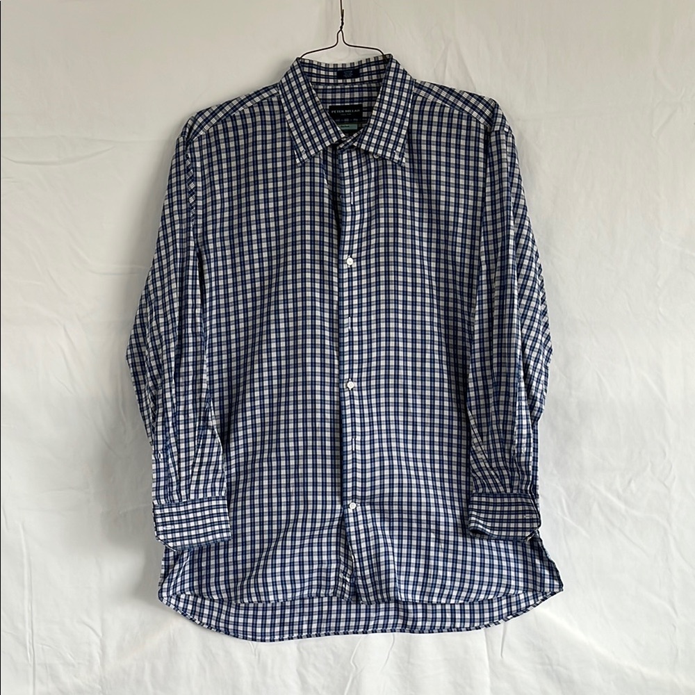 Peter Millar Blue and White Casual Button Down Shirt